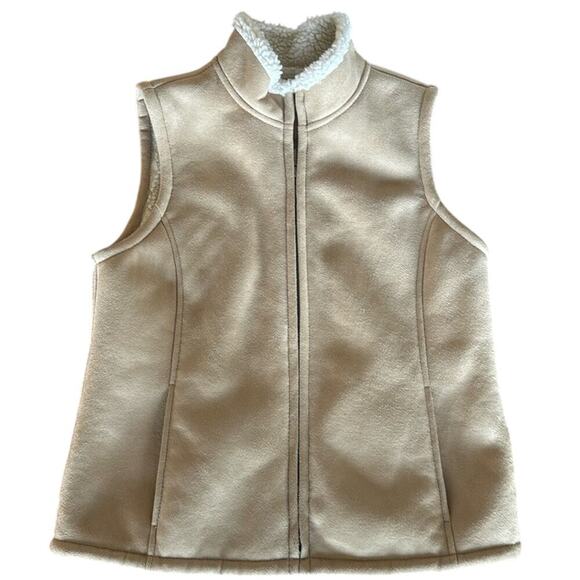 Charter Club Faux Shearling Vest in Neutral Beige - S - Picture 1 of 4